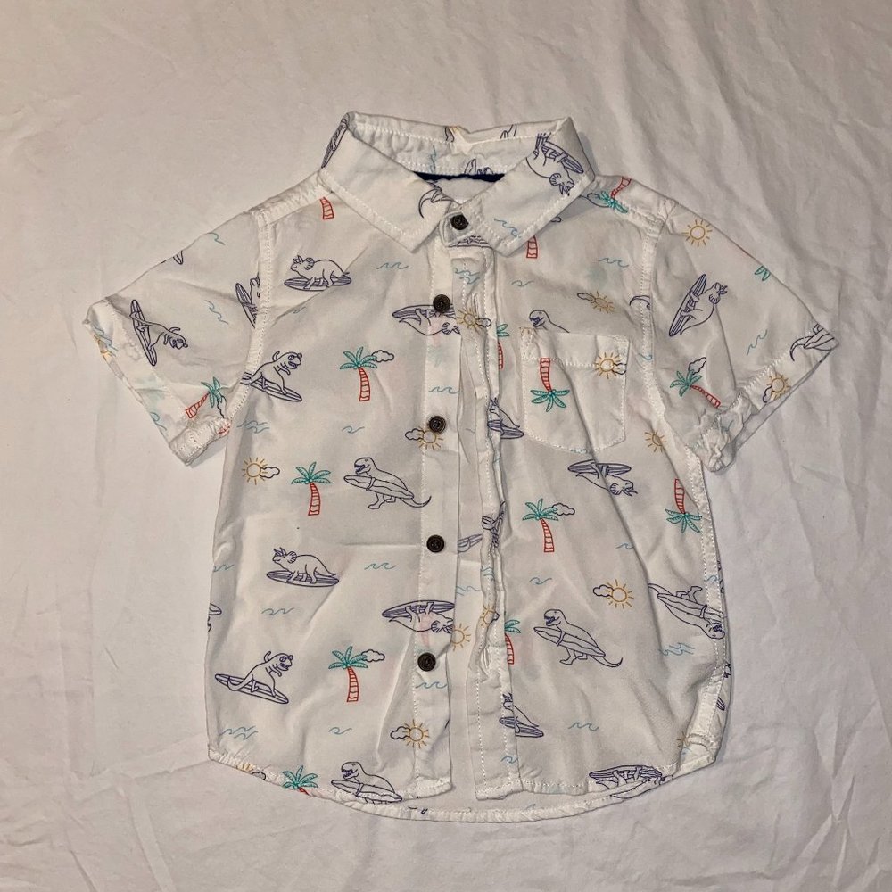 Toddler Boy Dinosaur Button Down - 4T